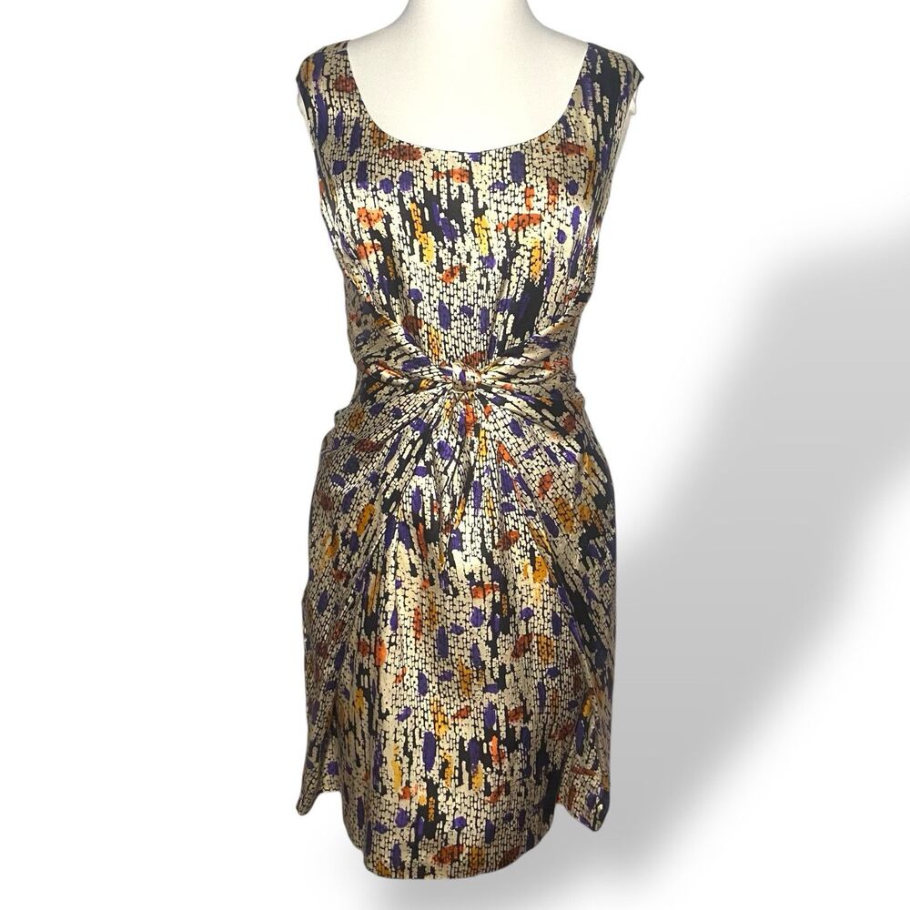Cynthia Steffe Silk Cotton Satin Dress Women Size 8  Multicolor Ties in front